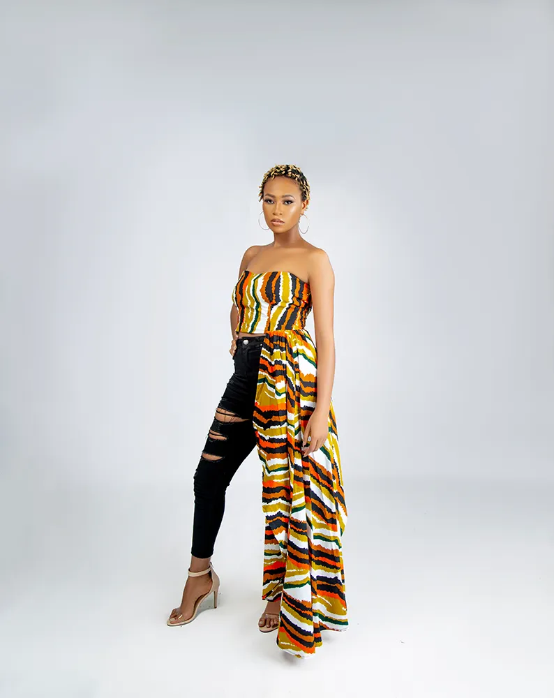African Print Sweet Nayanka Assymetric Top
