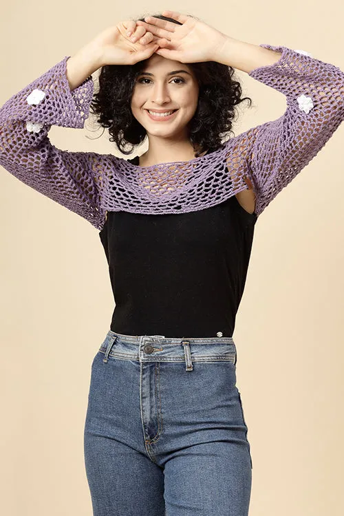 Ajoobaa "Crop" Crochet Pure Cotton Handmade Bolero- Lavender