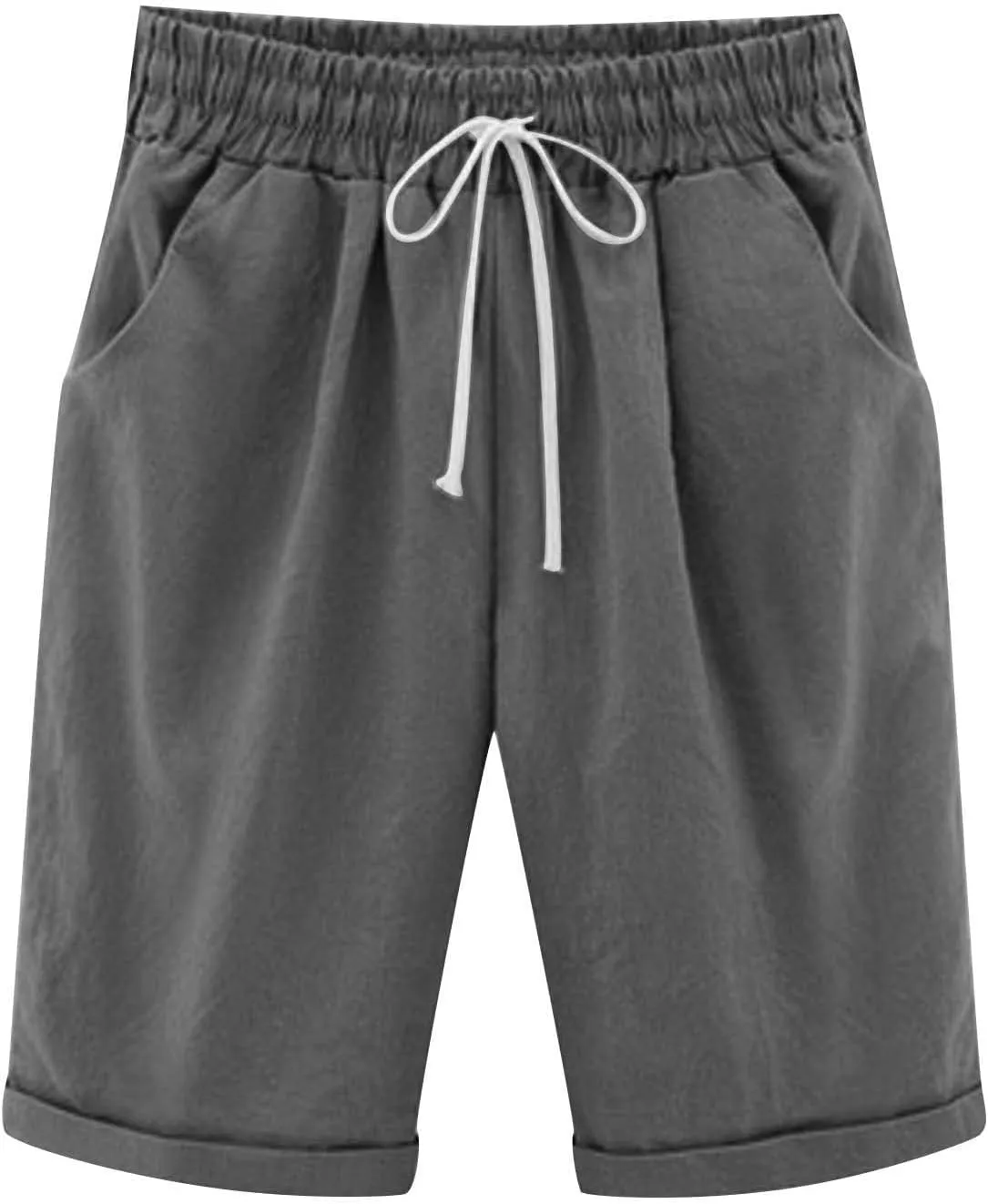 AMDBEL Womens Bermuda Shorts Plus Size Summer Sweat Shorts with Deep Pockets Cotton Shorts for Women Gym Workout