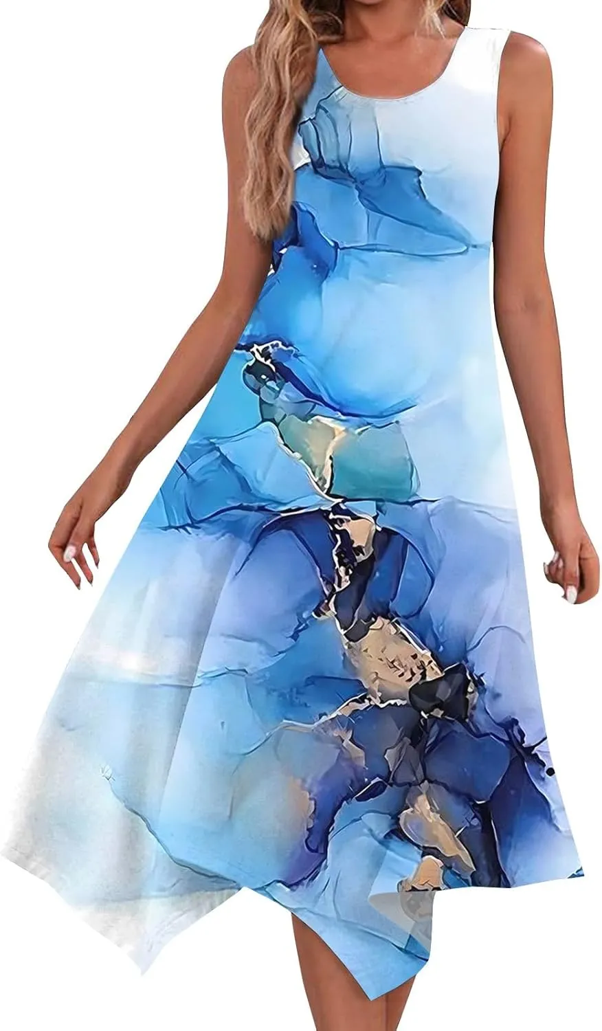 Azeralia Summer Dress Sleeveless Midi Dress for Women Sundresses for Women 2024 Sundress Plus Size Bodycon Dresses for Women