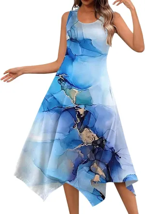 Azeralia Summer Dress Sleeveless Midi Dress for Women Sundresses for Women 2024 Sundress Plus Size Bodycon Dresses for Women