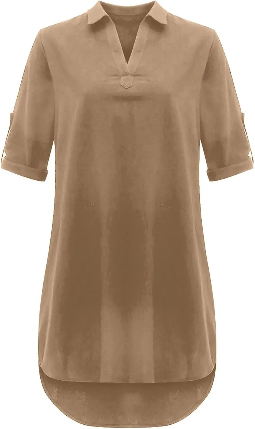 Beach Cover Ups for Women Loose Fit Cotton and Linen Short Sleeve Shirt Lapel Dresses Bathing Suit Cover Up Dresses
