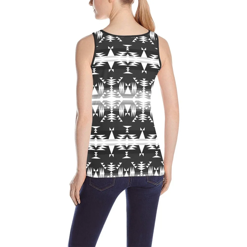 Between the Mountains Black and White Tank Top for Women