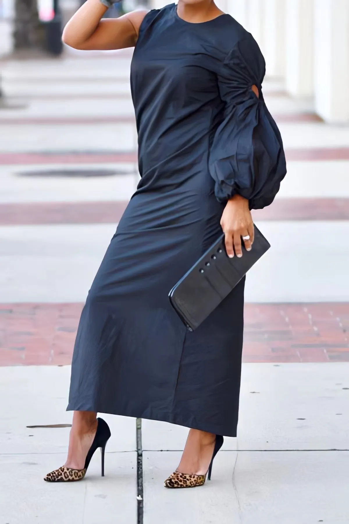 Chic Drawstring Single Sleeved Dress
