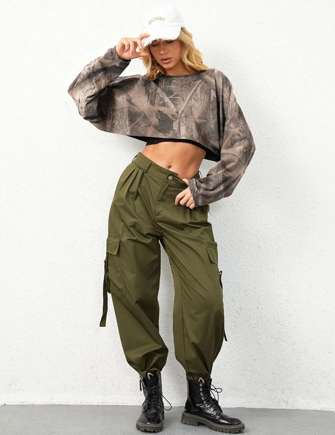 Cropped Sweatshirt Long Sleeve Crop Top Workout Oversized Sweatshirt Loose Crop Tops For Women Crewneck Sweatshirt