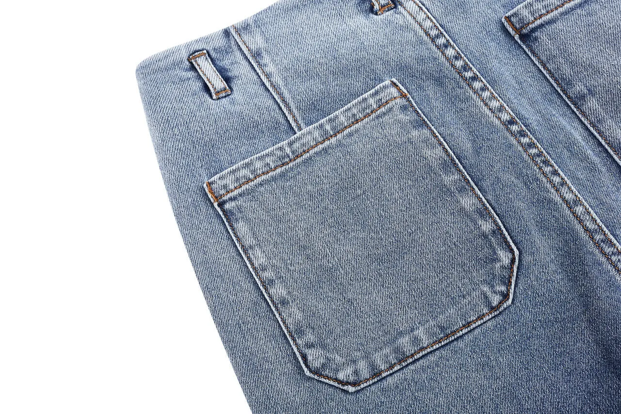 Denim Wide Leg Pants with Inner Waistband