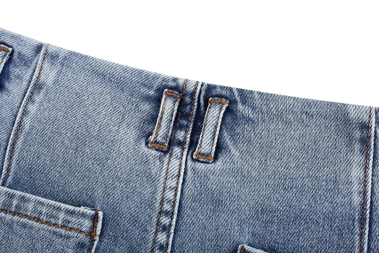 Denim Wide Leg Pants with Inner Waistband