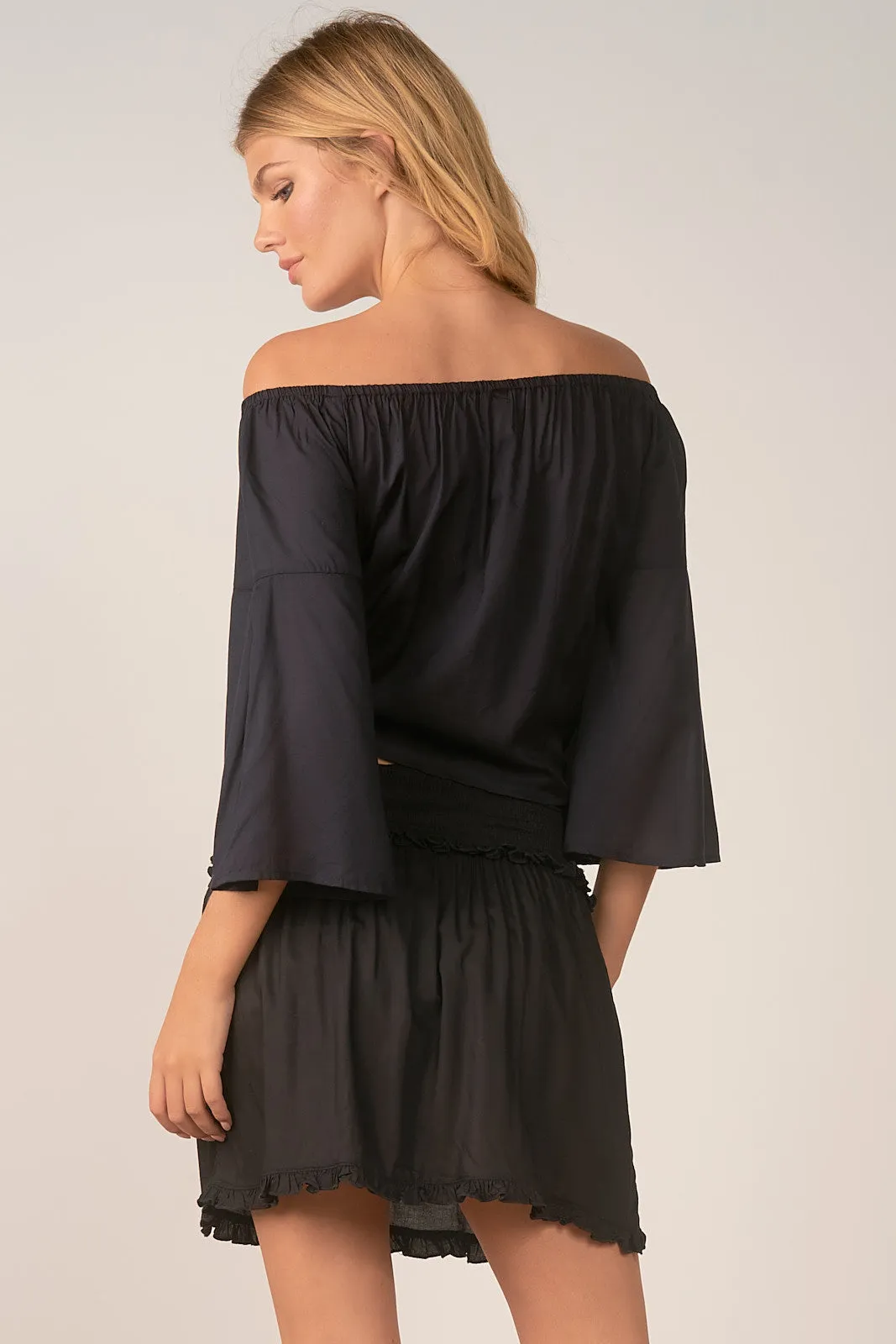 Elan Off the Shoulder Top with Front Tie