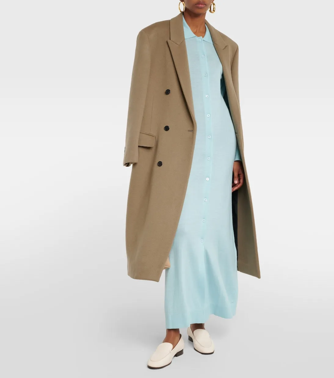Erika Lisa Yang cashmere shirt dress, blue