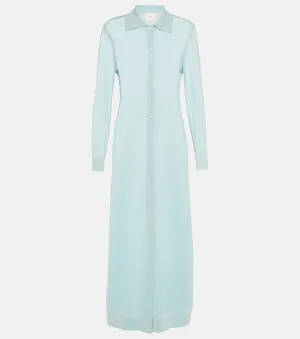 Erika Lisa Yang cashmere shirt dress, blue