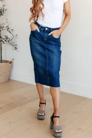 Marcy - High Rise Denim Midi Skirt - Judy Blue - Exclusively Online