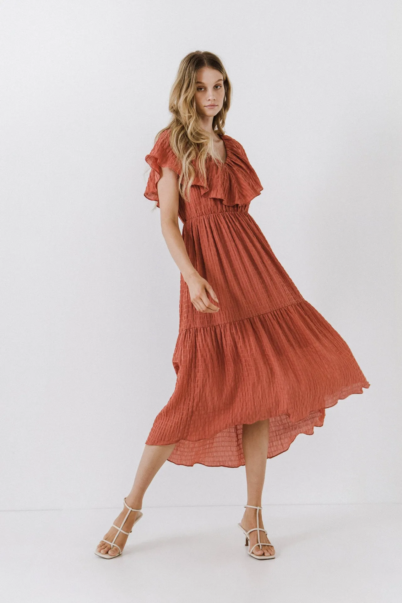 Midi Dress with Ruffle Detail
