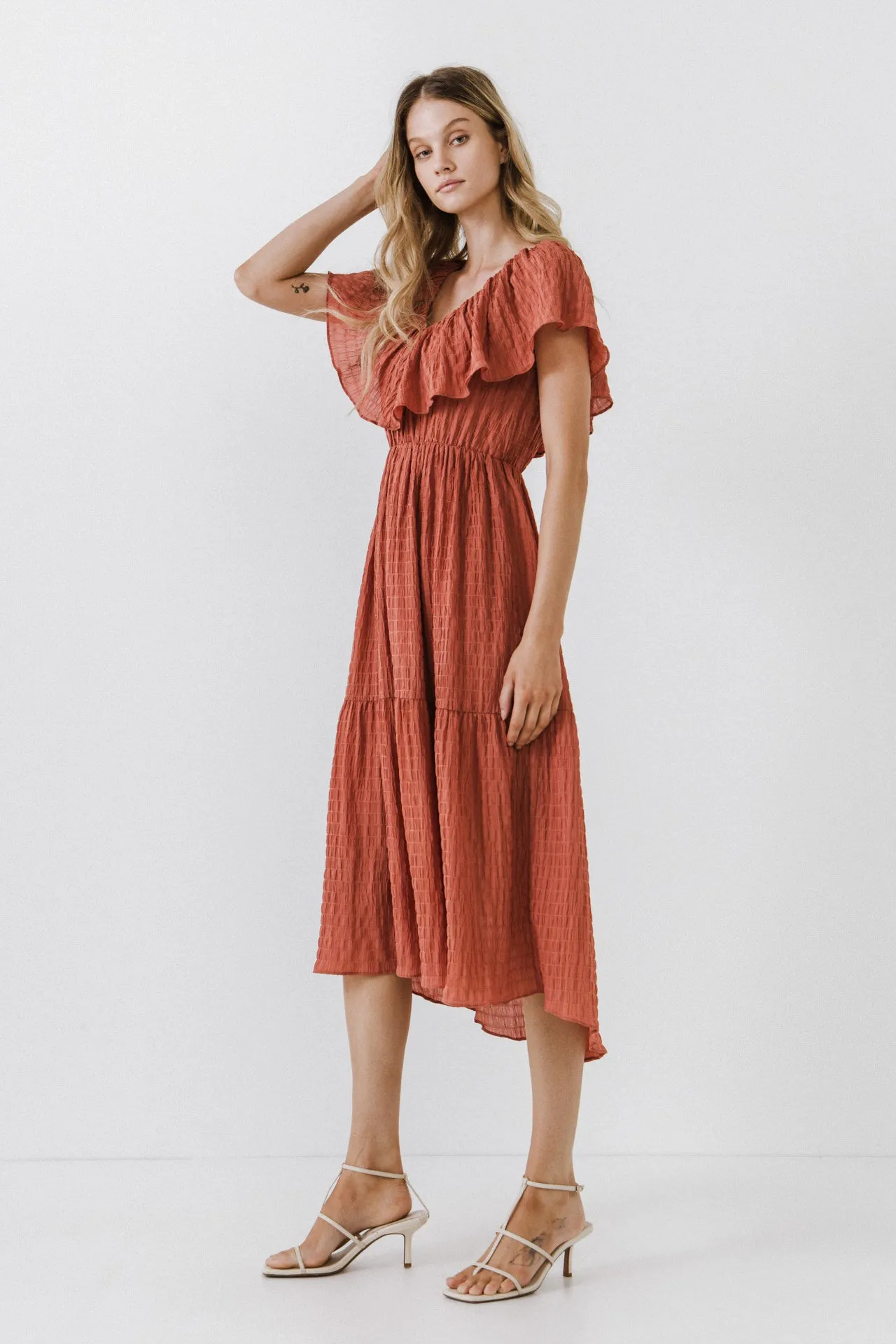 Midi Dress with Ruffle Detail