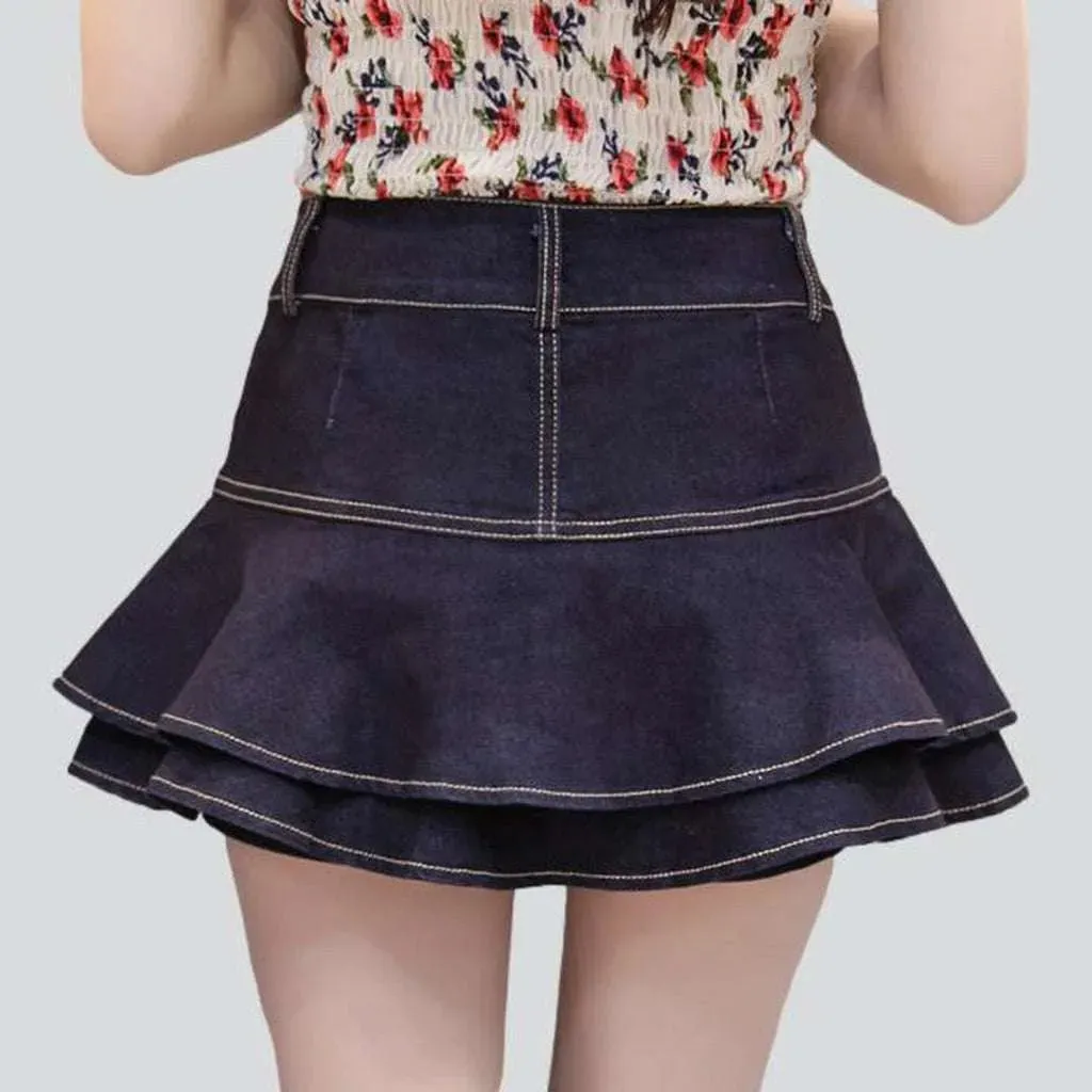 Mini frills denim skirt