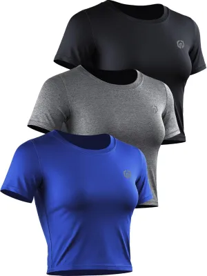 NELEUS Women's Running Crop Tank Tops Dry Fit Workout Athletic Crop Shirts Pack of 3