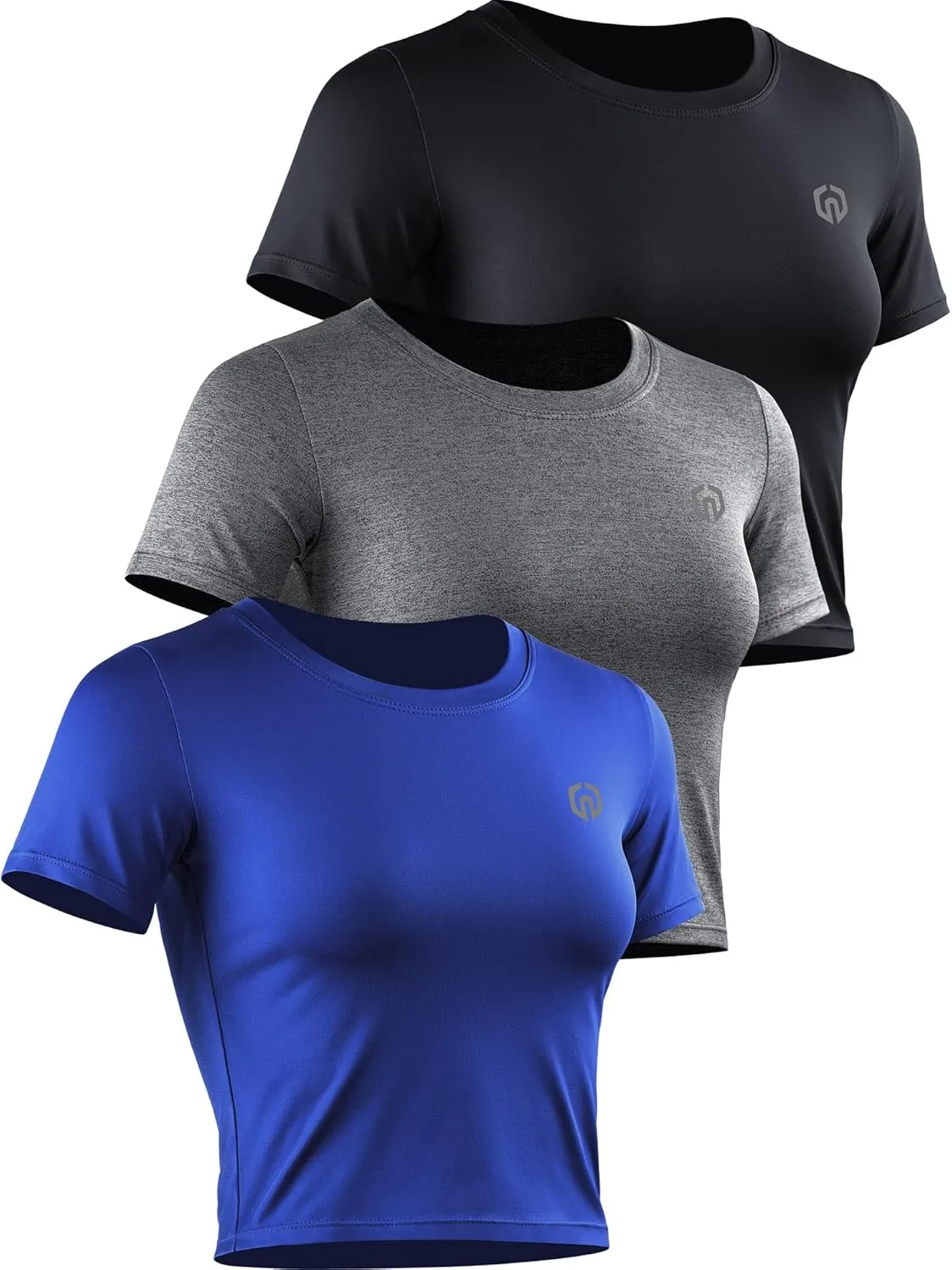 NELEUS Women's Running Crop Tank Tops Dry Fit Workout Athletic Crop Shirts Pack of 3