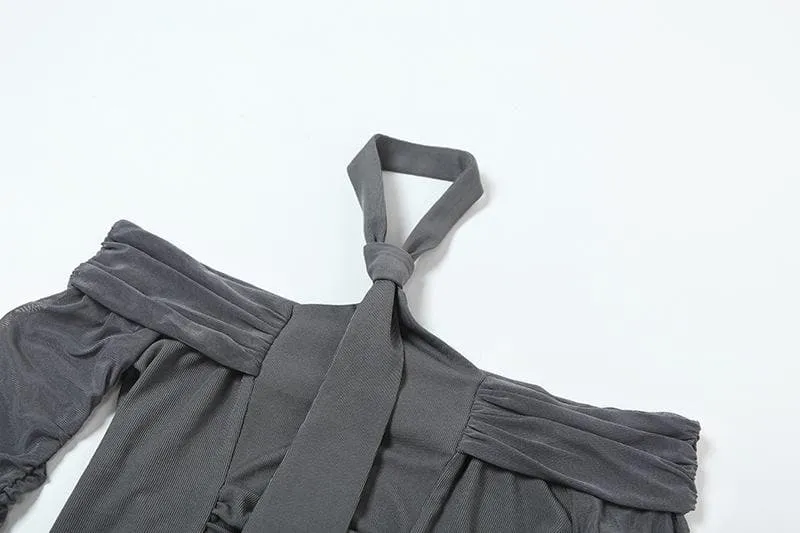 Off shoulder halter ruched crop top