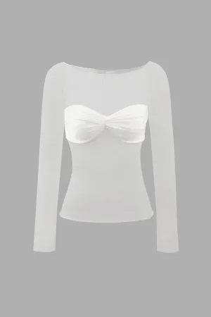 Off Shoulder Sheer Sleeve Ruched Bust Top