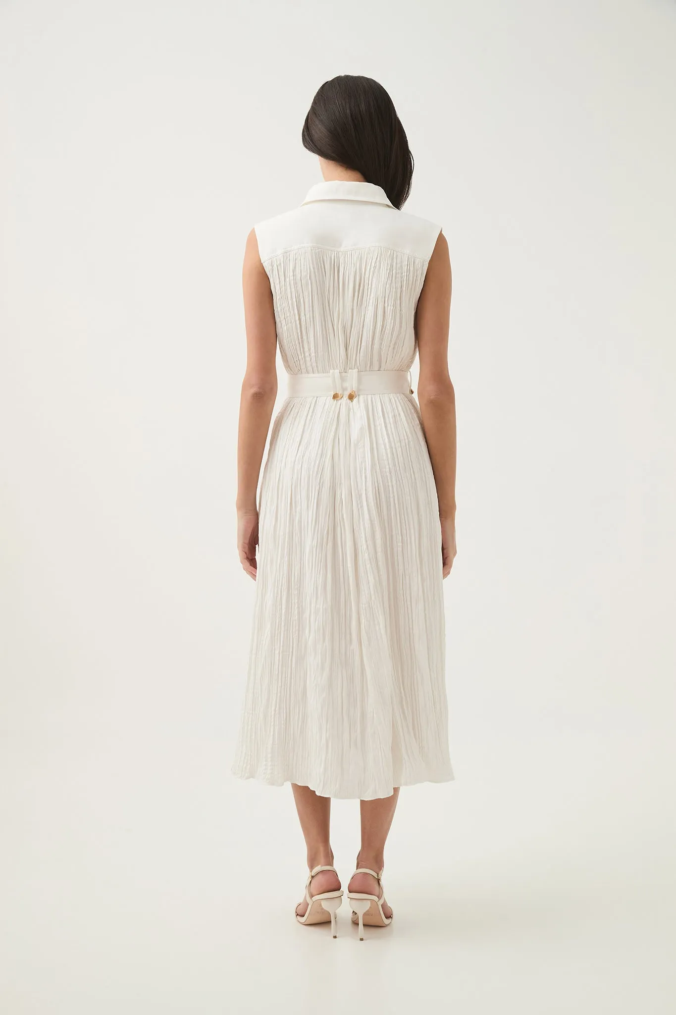 Risen Crushed Pleat Midi Dress