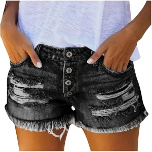 Rvidbe Jean Shorts for Women Juniors Casual Summer Comfy High Waisted Stretchy Ripped Denim Shorts with Pockets Womens Jean Shorts High Waisted Shorts for Women Dressy Summer