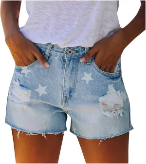 Rvidbe Womens Jean Shorts Teen Girls Casual Summer Mid Waisted Stretchy Rolled Hem Tassels Denim Shorts with Pockets High Waisted Jean Shorts Women Shorts for Women High Waisted