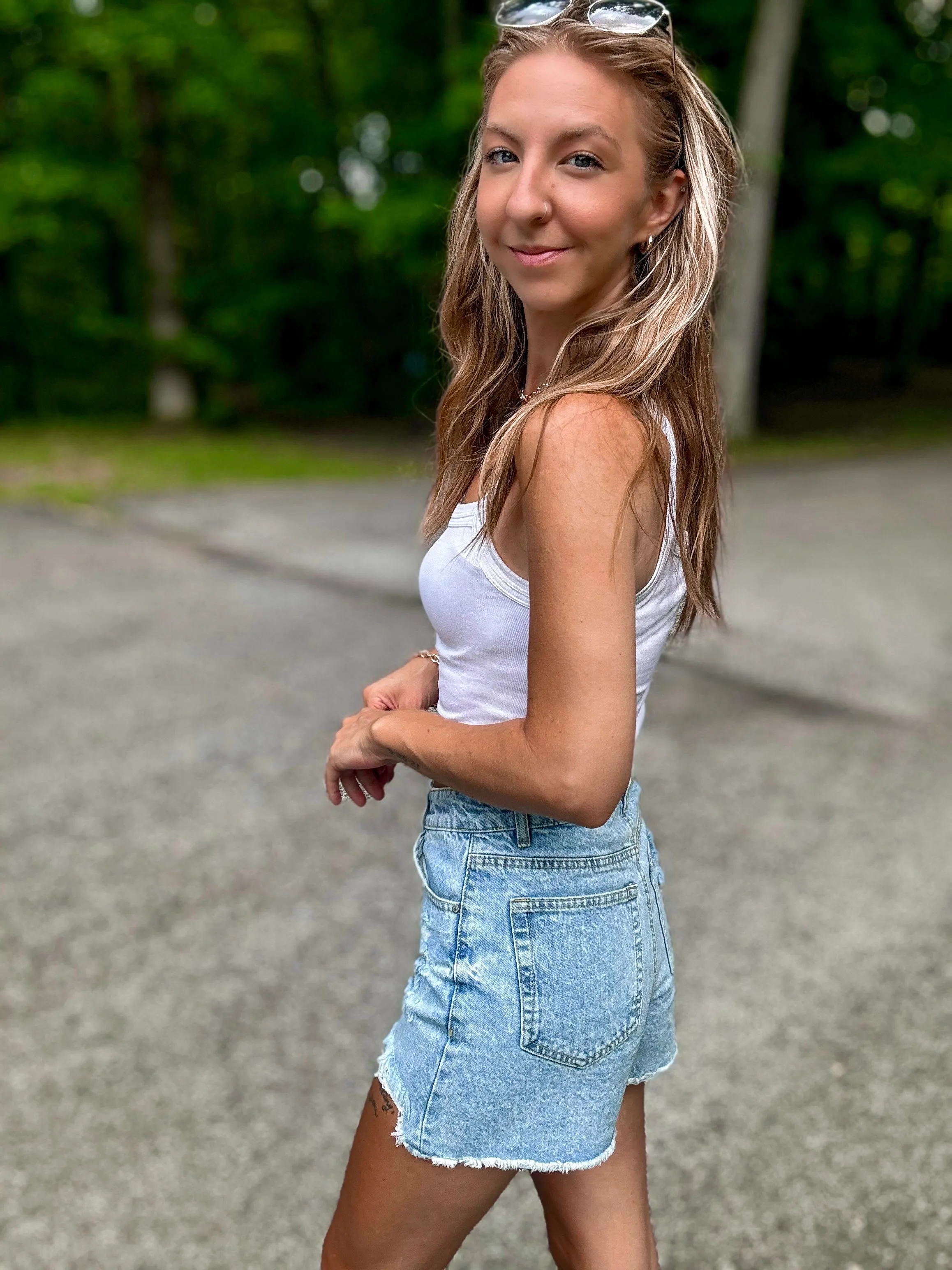 Sara’s Favorite High-Rise Full Coverage Denim Shorts