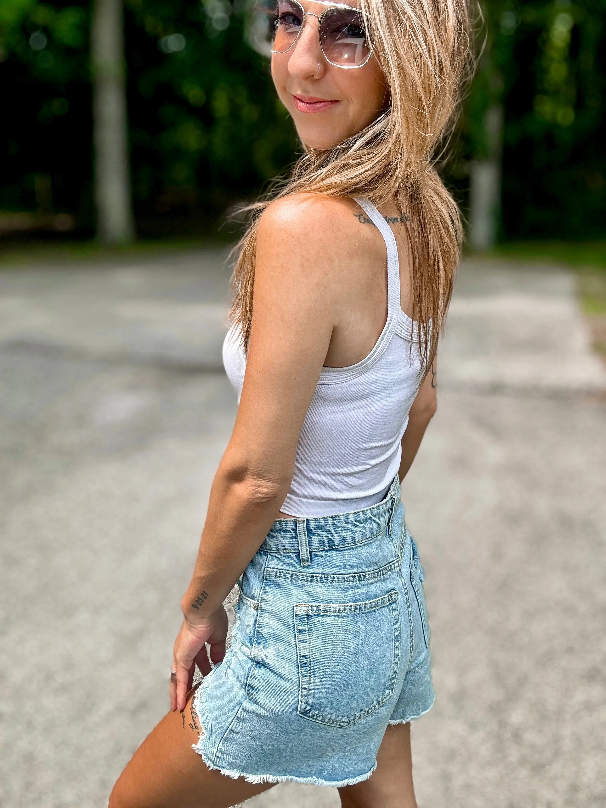 Sara’s Favorite High-Rise Full Coverage Denim Shorts