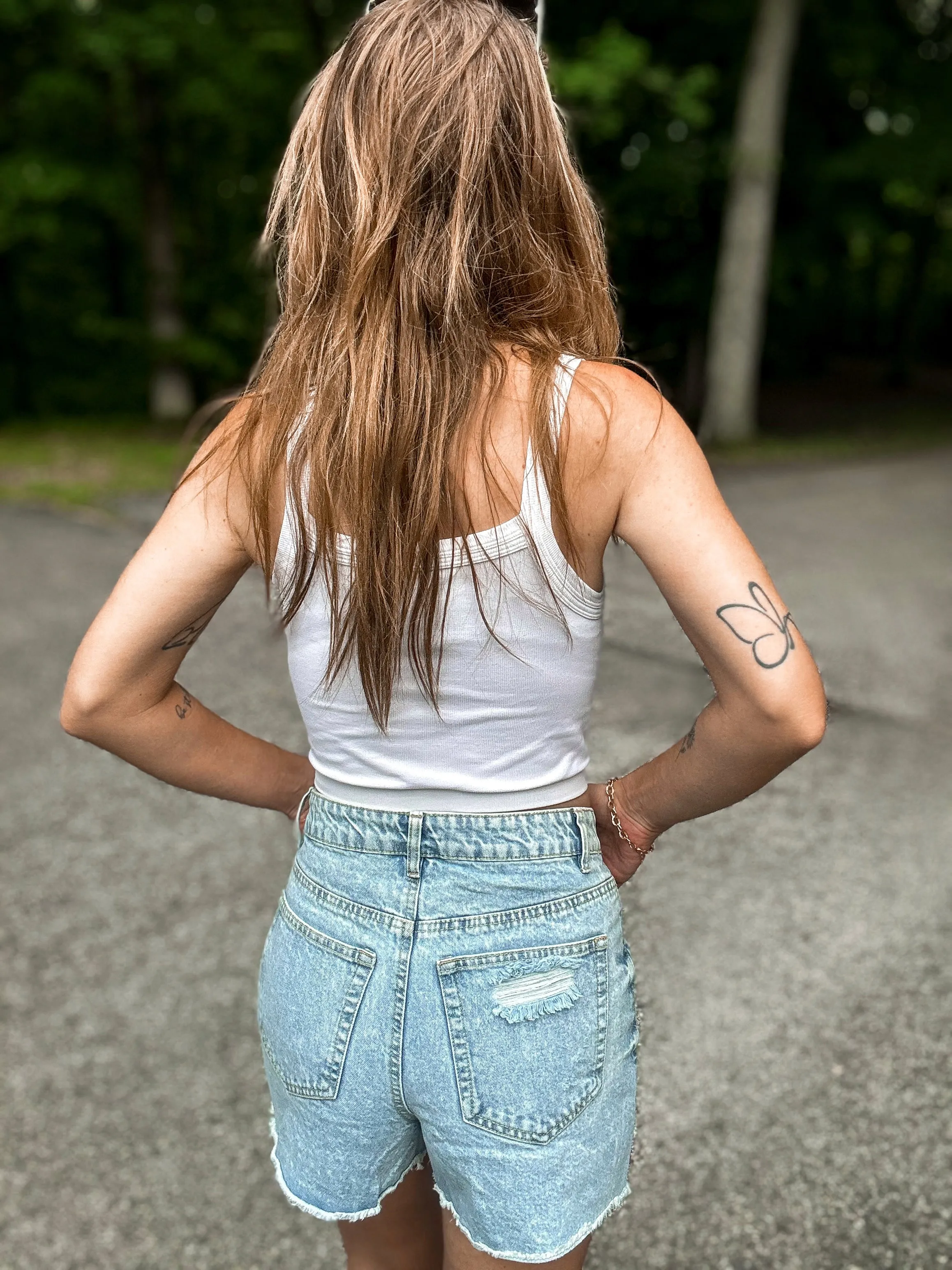 Sara’s Favorite High-Rise Full Coverage Denim Shorts