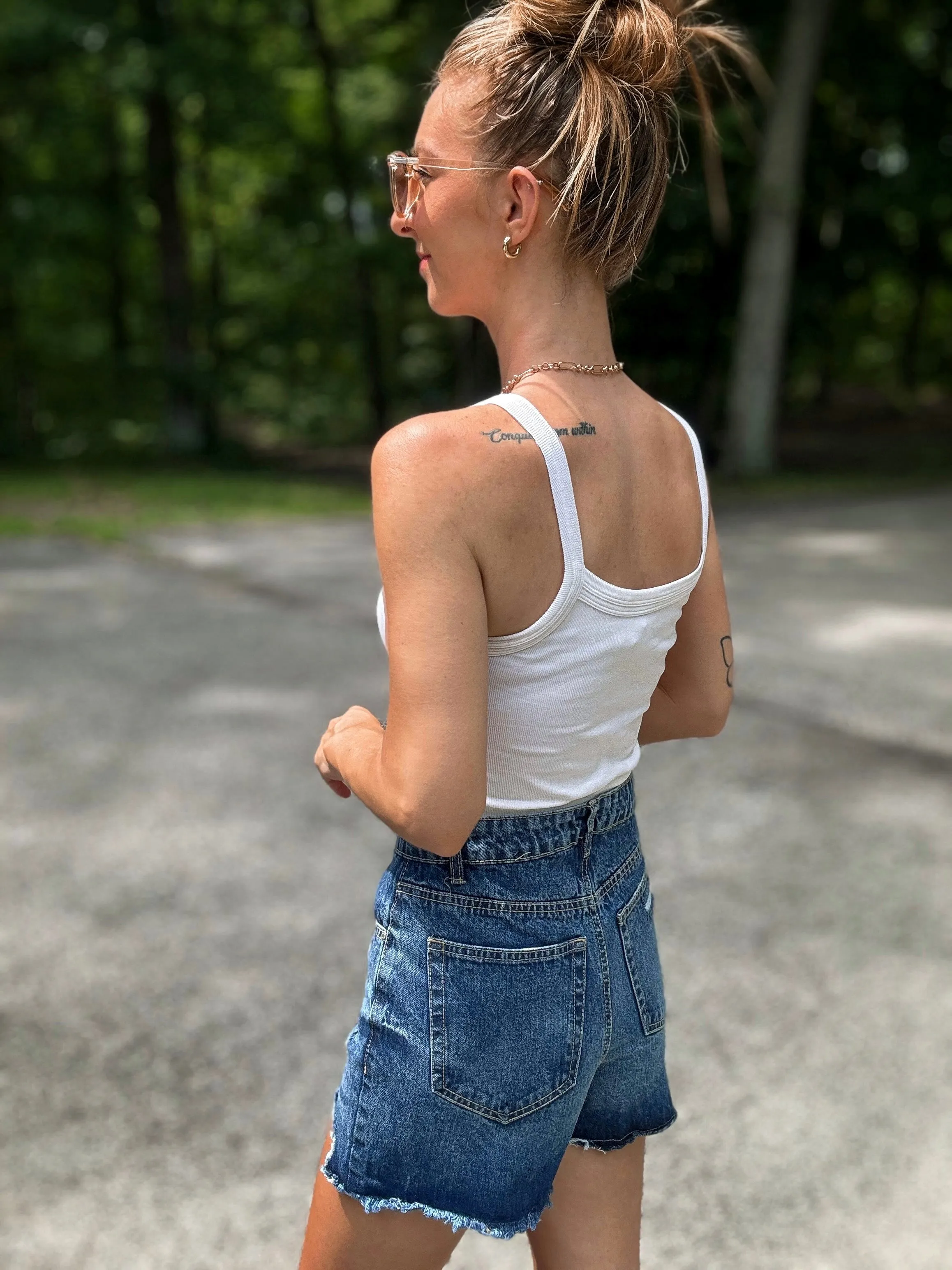 Sara’s Favorite High-Rise Full Coverage Denim Shorts