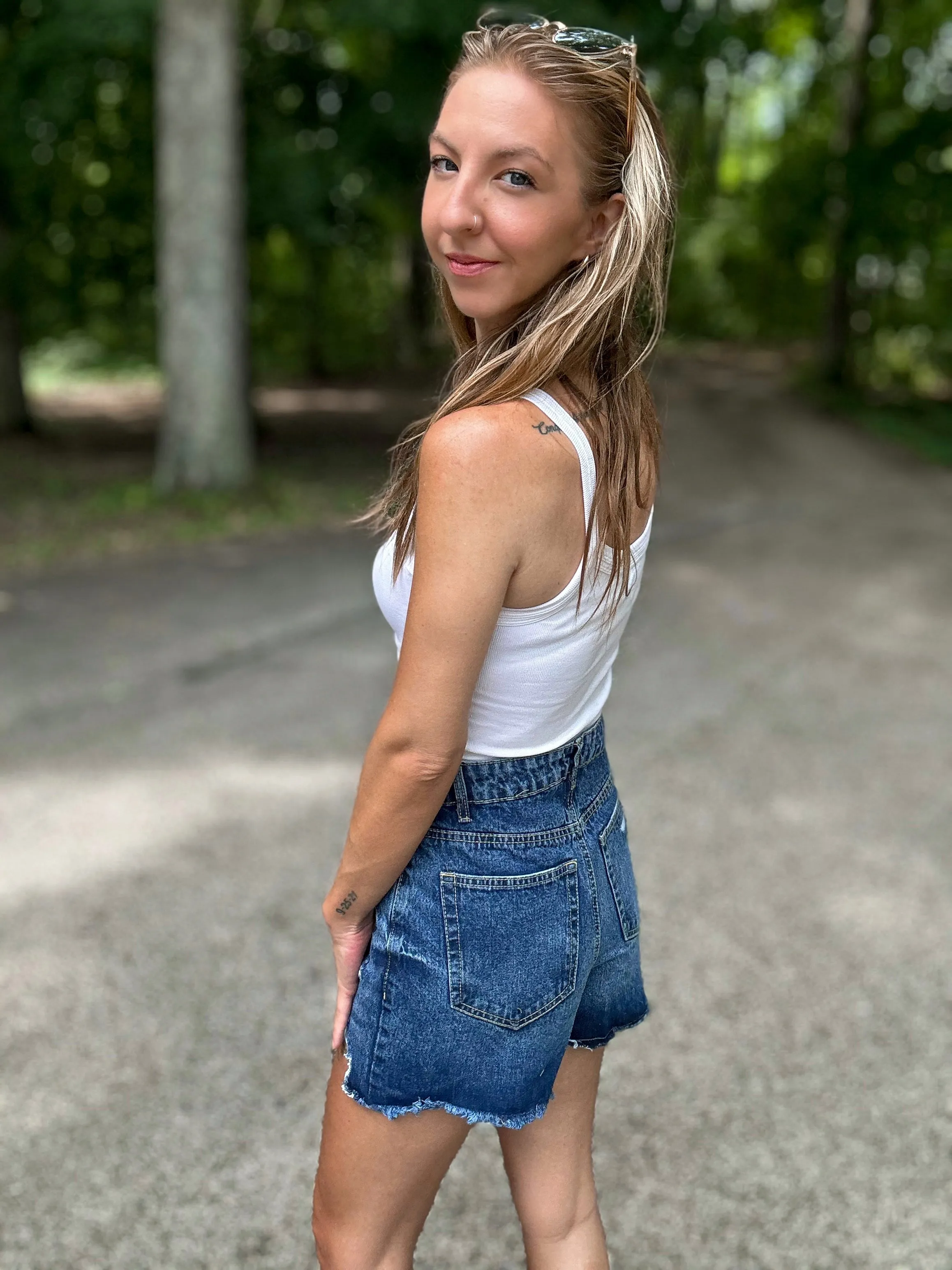 Sara’s Favorite High-Rise Full Coverage Denim Shorts
