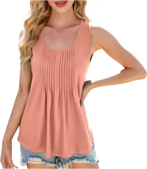 Summer Tank Tops for Women Sleeveless Casual Loose Fit Tunic Blouse Vacation Outfits 2025 Fashion Trendy Clothes