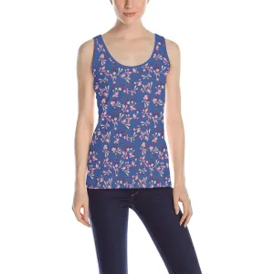 Swift Floral Peach Blue Tank Top for Women