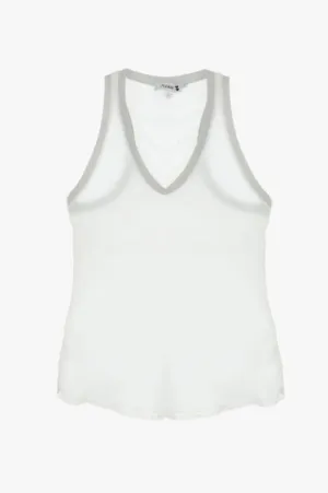 V Neck Metallic Trim Tank