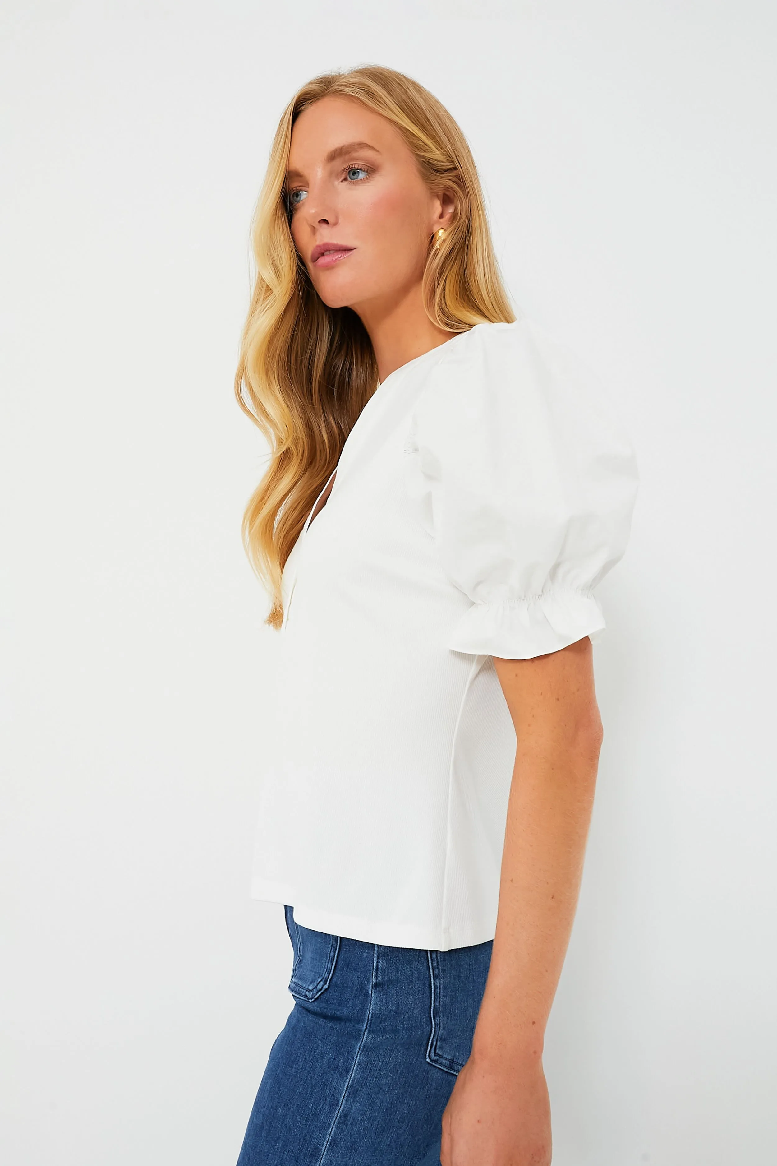 White Livia Puff Sleeve Top