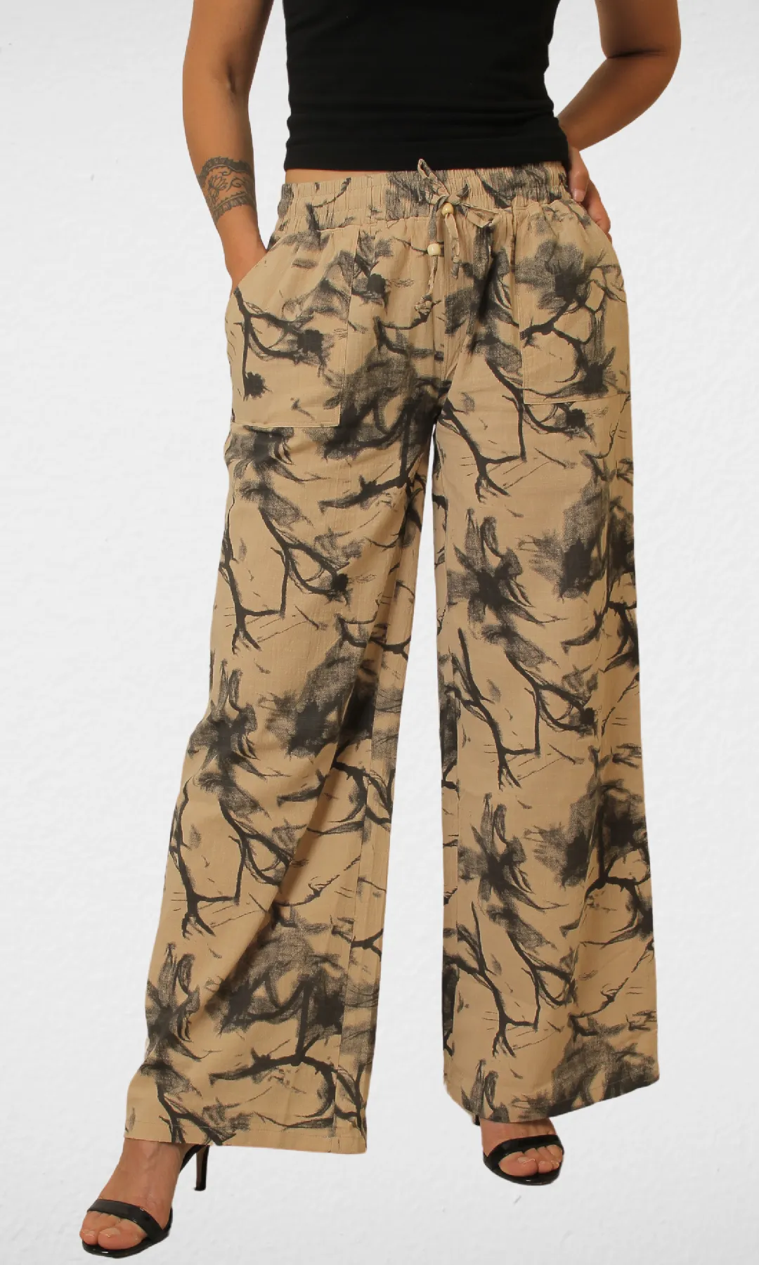 Women Linen Pant (Beige)