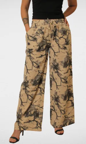 Women Linen Pant (Beige)