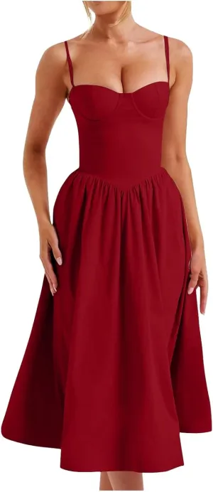 Womens Summer Dresses Floral Sleeveless Smocked Maxi Dress 2025 Spaghetti Strap A Line Flowy Beach Long Sundress